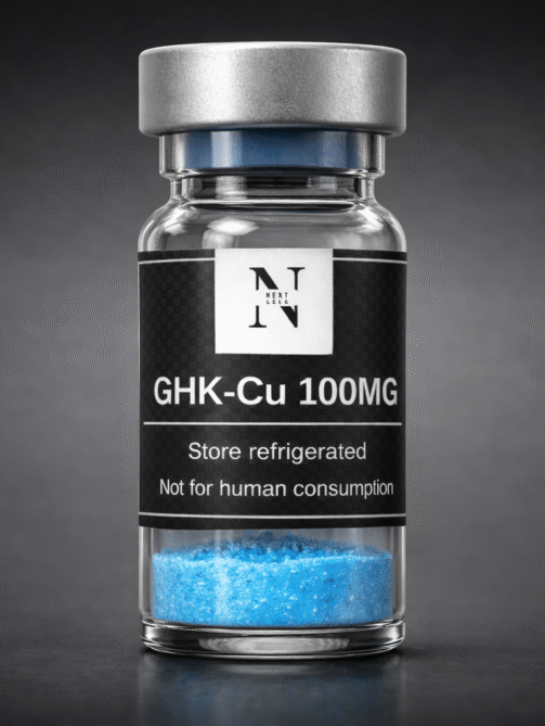 GHK-Cu peptide vial close-up