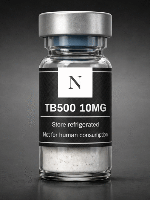 TB500 vial with clear label